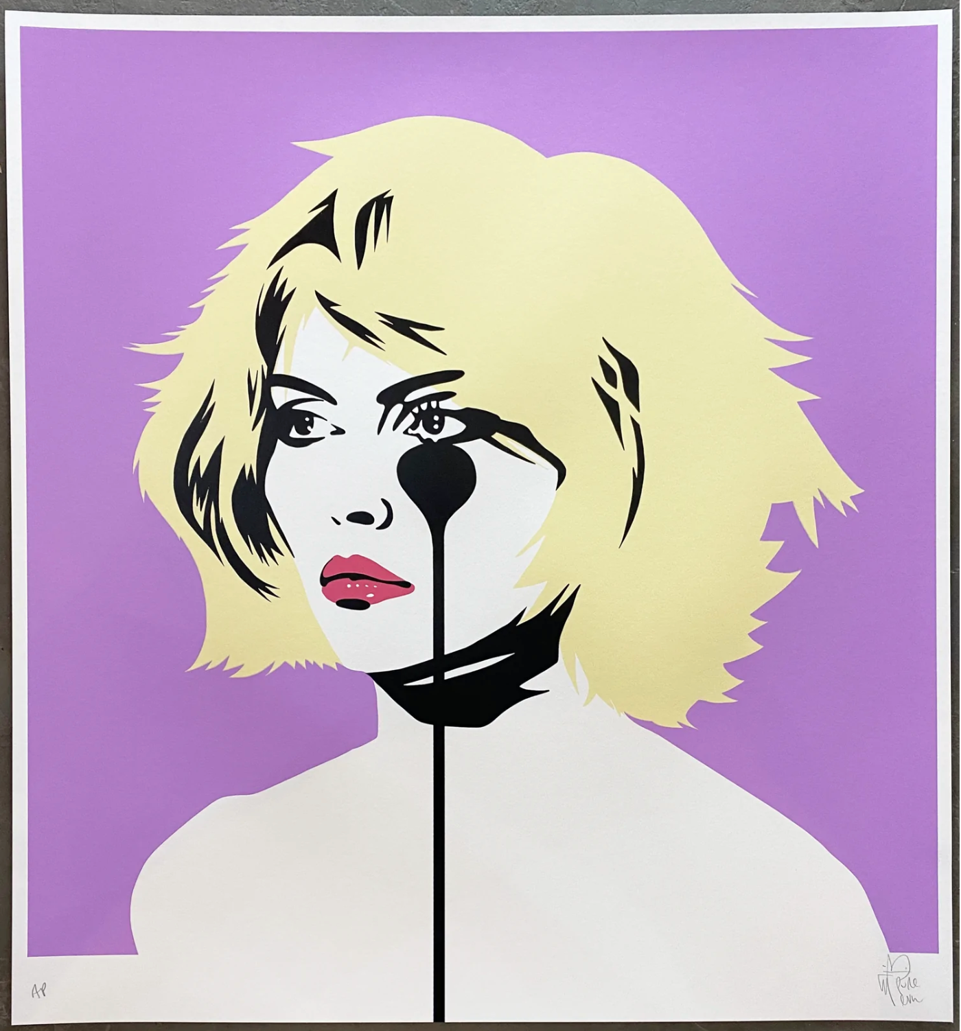 Blondie Heart of Glass Lilac print by Pure Evil. Debbie Harry Four Colour Screen print. Blondie Print