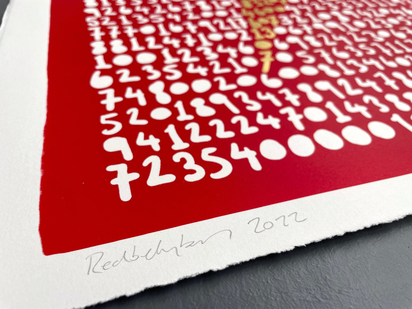 'Love Struck' hand pulled screenprint on 300gsm Somerset Satin paper. Hand finished with 24 carat gold leaf and silver leaf by RedBellyBoy