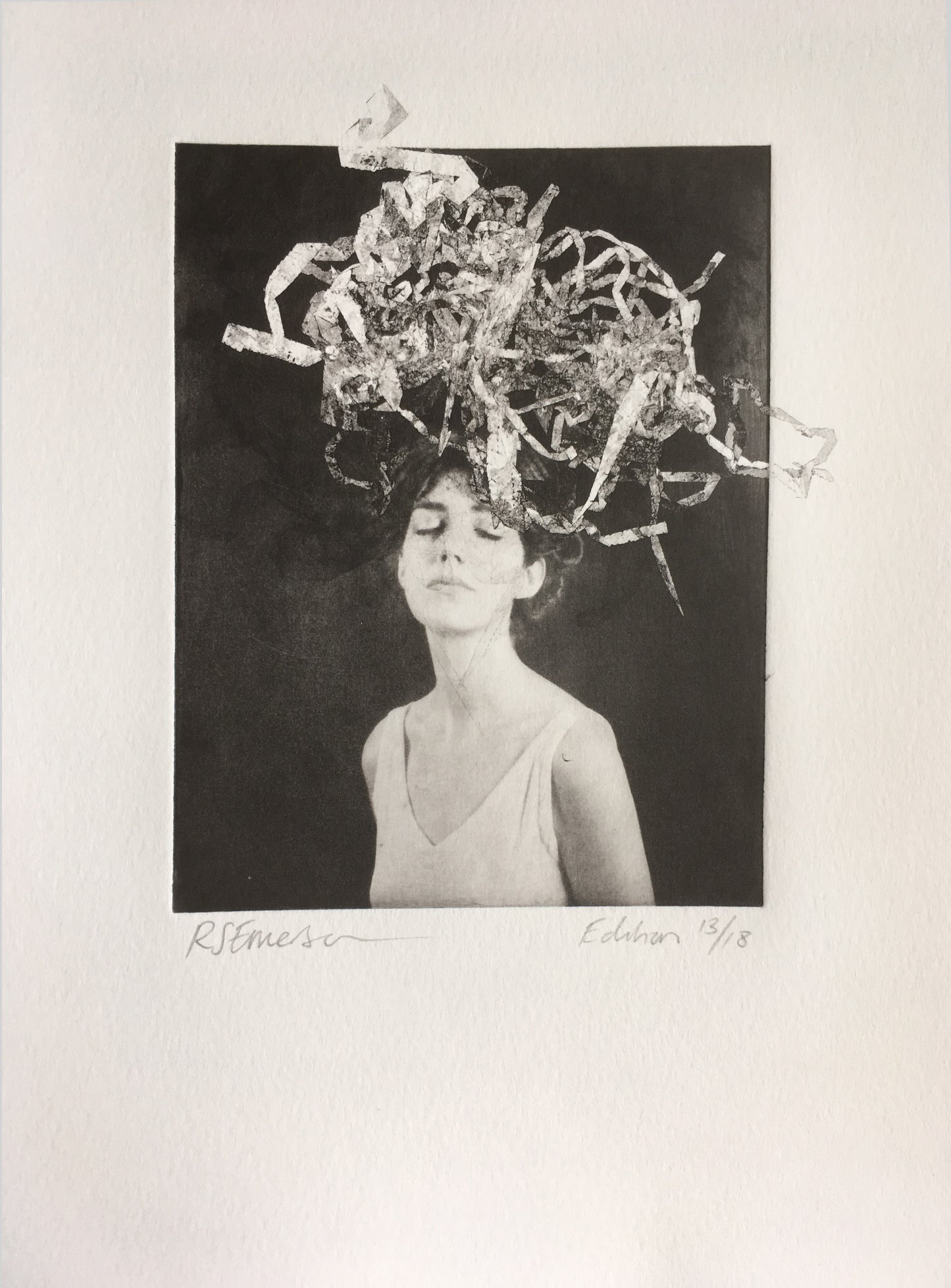 'Lovers' photopolymer etching on southbank 310 gsm paper by Rosie Emerson
