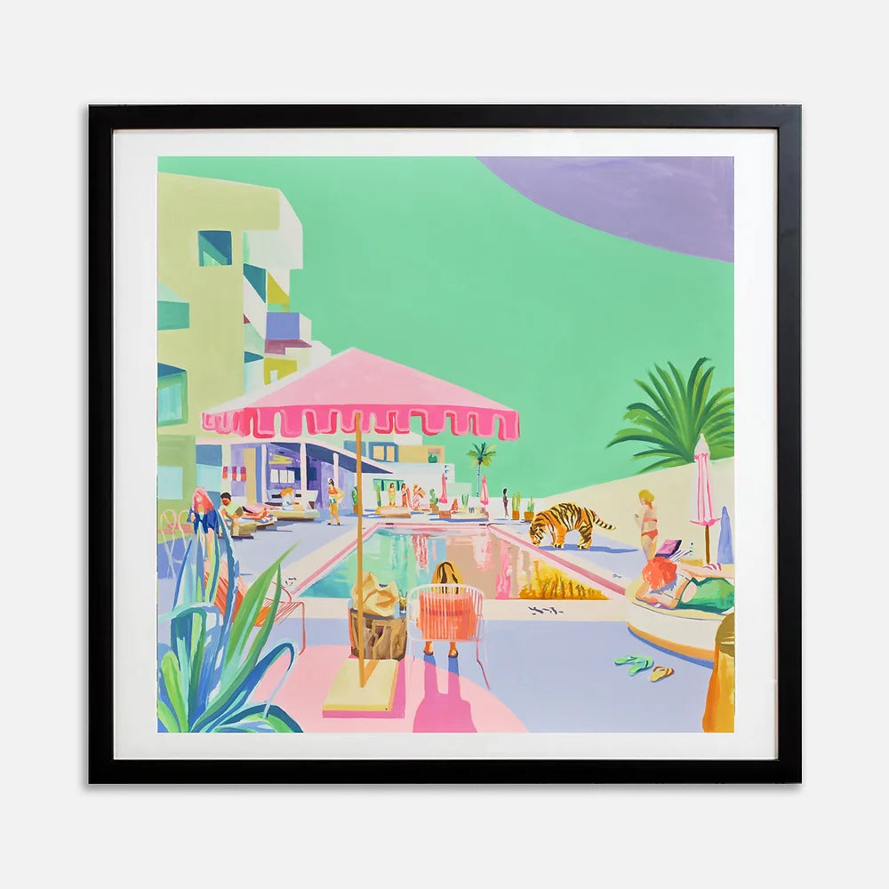 'Wishing Well' Giclee on Lightfast 300gsm white Minuet paper by Ruth Mulvie. Pastel tropical Print. Edition of 25.
