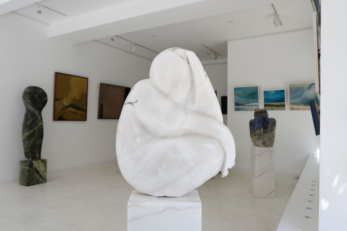 Alabaster Seated Figure, by Paul Vanstone