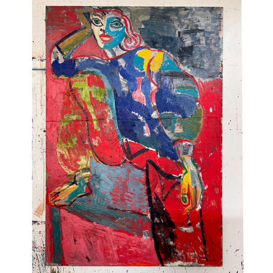 GIRL IN RED AND BLUE, by Luke Hannam