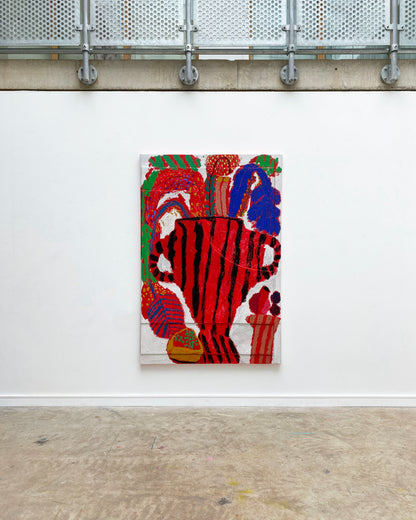MIMOSA ON RED 1, by Rosa Roberts