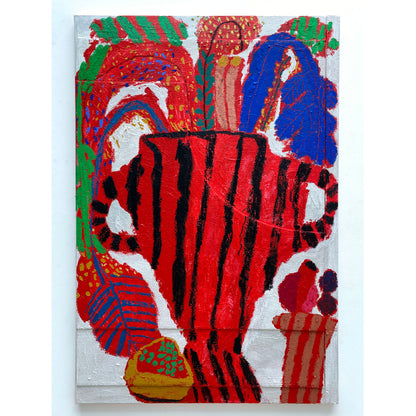 MIMOSA ON RED 1, by Rosa Roberts