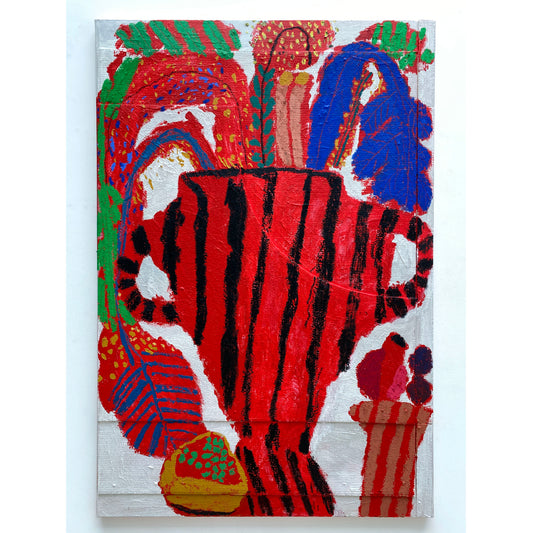 MIMOSA ON RED 1, by Rosa Roberts