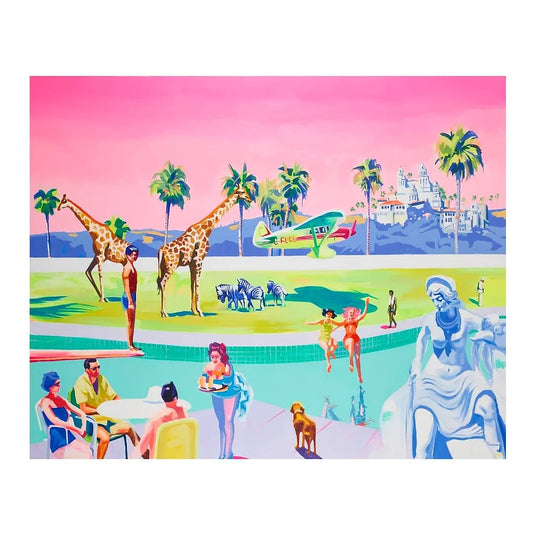 'Flight of Fantasy' Giclee on Lightfast 300gsm white Minuet paper by Ruth Mulvie. Pastel tropical print