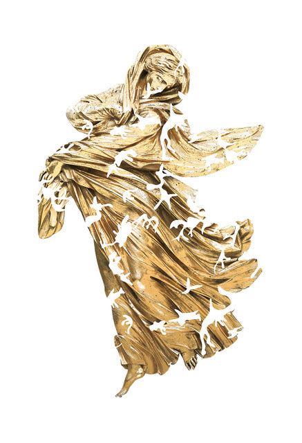 'The Dancer' archival pigment inks on cotton rag paper print is hand-finished with 24ct gold leaf by Magus Gjoen