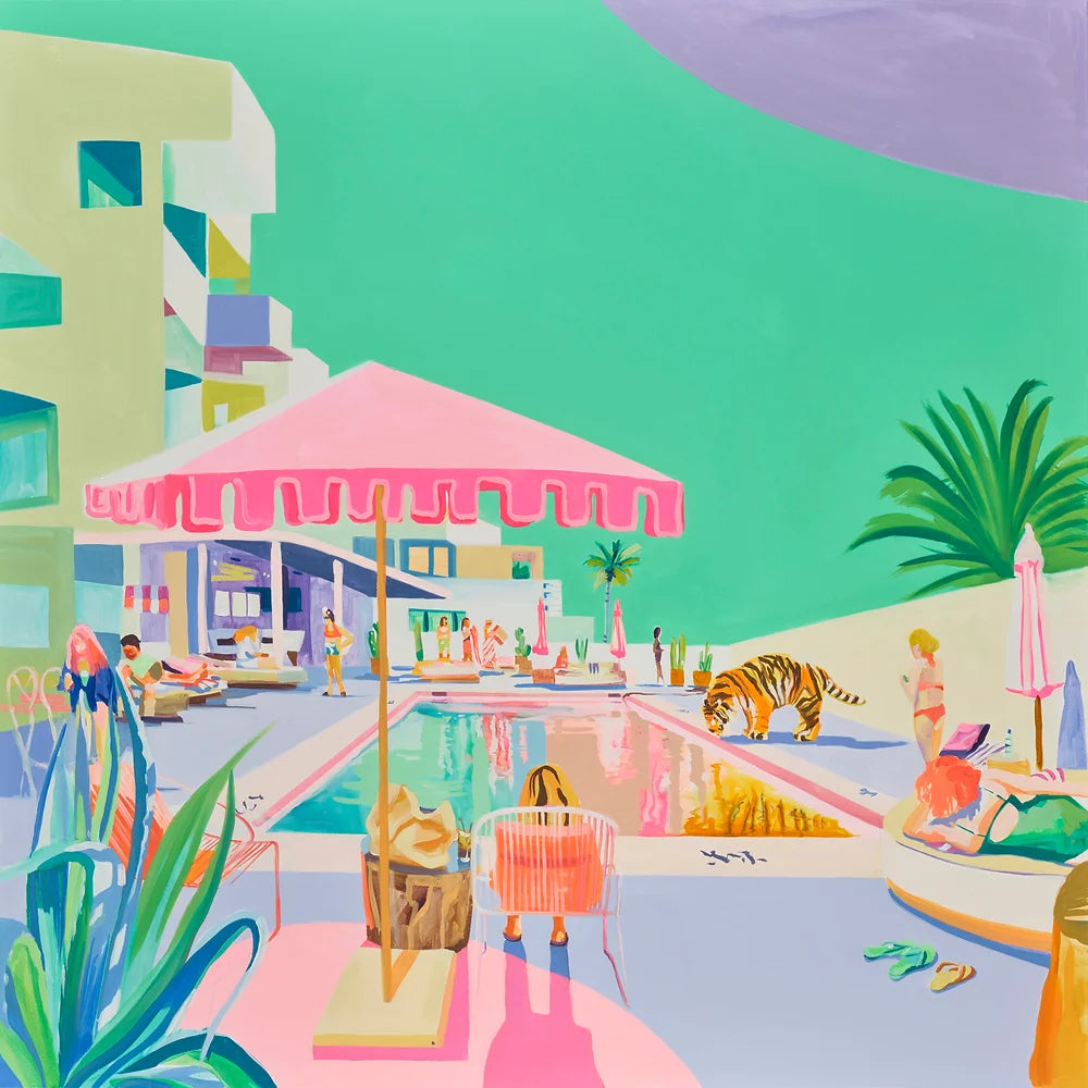 'Wishing Well' Giclee on Lightfast 300gsm white Minuet paper by Ruth Mulvie. Pastel tropical Print. Edition of 25.